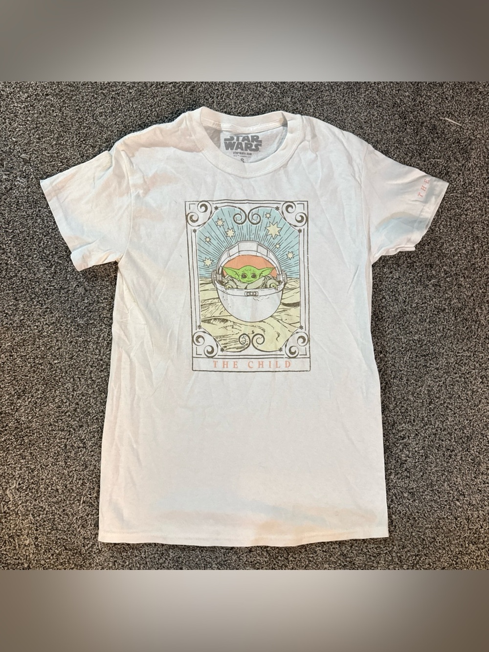 Mandalorian Grogu The Child Tarot Card Tee T-shirt (S) Small White